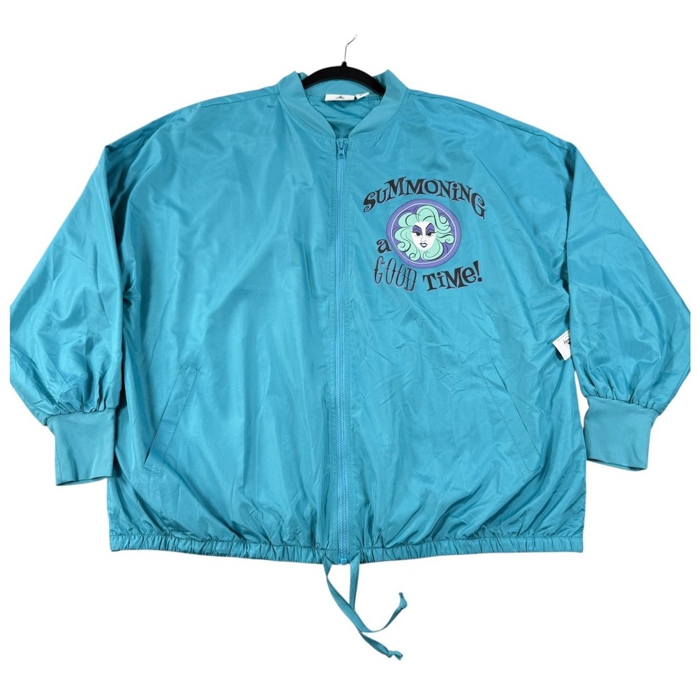 Disney Haunted Mansion Madame Leota Windbreaker Jacket Womens 1X Teal Parks NWT